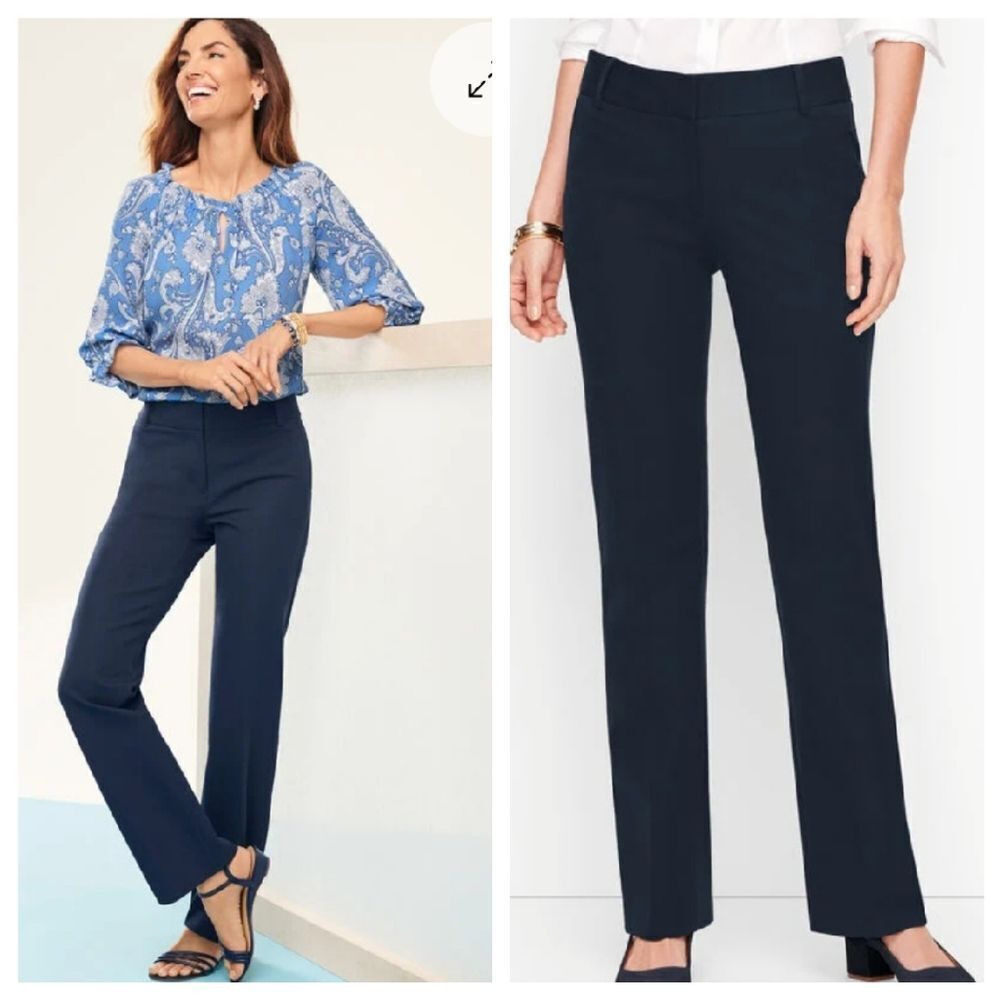 Talbots Newport Navy Blue Wide Straight Leg Pant